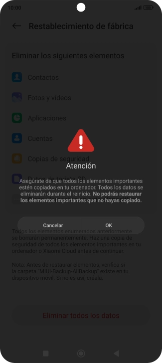 Pulsa OK. Espera unos instantes mientras el teléfono restablece la configuración predeterminada. Sigue las indicaciones de la pantalla para configurar el teléfono y dejarlo listo para su uso. Pulsa OK. Espera unos instantes mientras el teléfono restablece la configuración predeterminada. Sigue las indicaciones de la pantalla para configurar el teléfono y dejarlo listo para su uso.