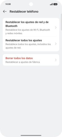 Pulsa Restablecer los ajustes de red y de Bluetooth. Pulsa Restablecer los ajustes de red y de Bluetooth.