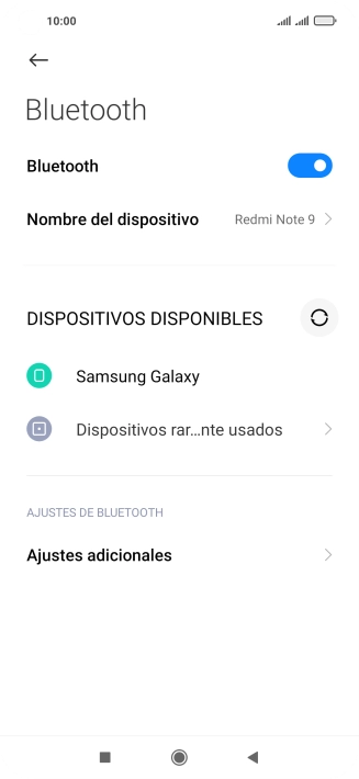 Pulsa el dispositivo Bluetooth deseado y sigue las indicaciones de la pantalla para vincular el dispositivo al teléfono. Pulsa el dispositivo Bluetooth deseado y sigue las indicaciones de la pantalla para vincular el dispositivo al teléfono.