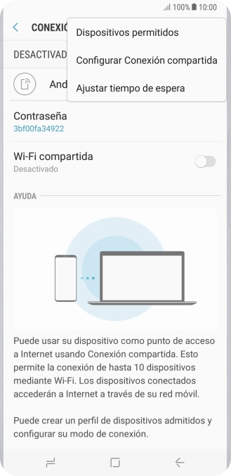 Pulsa Configurar Conexión compartida. Pulsa Configurar Conexión compartida.