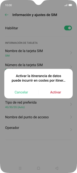 Si activas la función, pulsa Activar. Si activas la función, pulsa Activar.