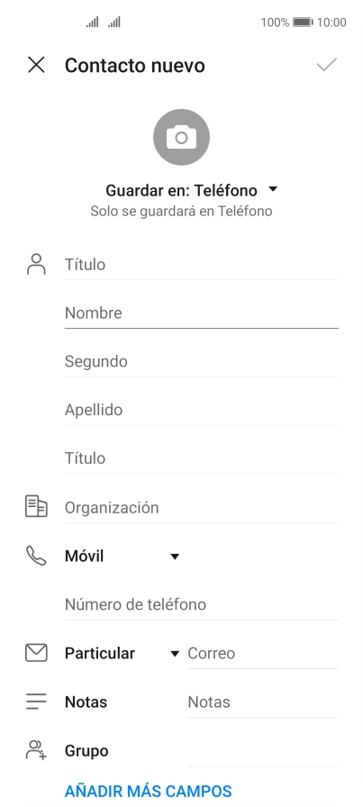 Pulsa Nombre e introduce el nombre deseado. Pulsa Nombre e introduce el nombre deseado.