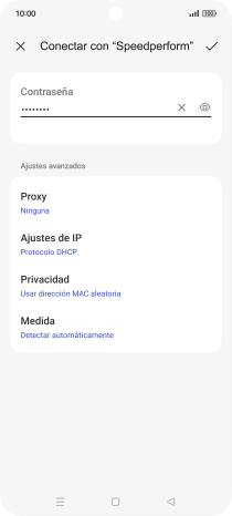 Introduce la contraseña de la red Wi-Fi y pulsa el icono de aceptar. Introduce la contraseña de la red Wi-Fi y pulsa el icono de aceptar.