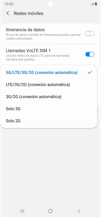 Pulsa el tipo de red deseado. Pulsa el tipo de red deseado.