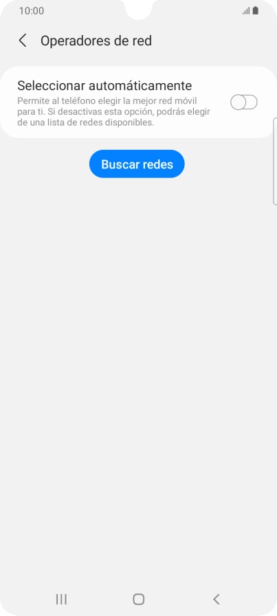 Si quieres seleccionar la red de forma automática, pulsa el indicador junto a Si quieres seleccionar la red de forma automática, pulsa el indicador junto a