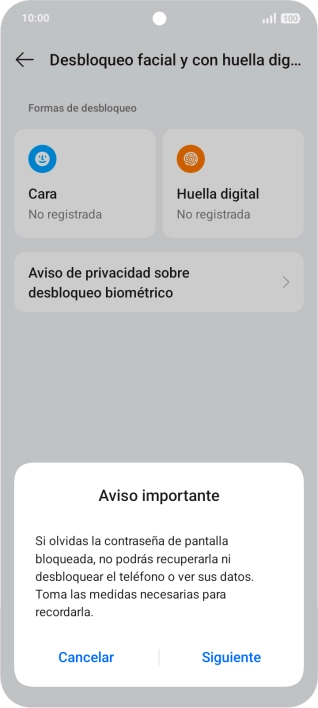 Pulsa Siguiente y sigue las indicaciones de la pantalla para crear un código de seguridad del teléfono adicional. Pulsa Siguiente y sigue las indicaciones de la pantalla para crear un código de seguridad del teléfono adicional.