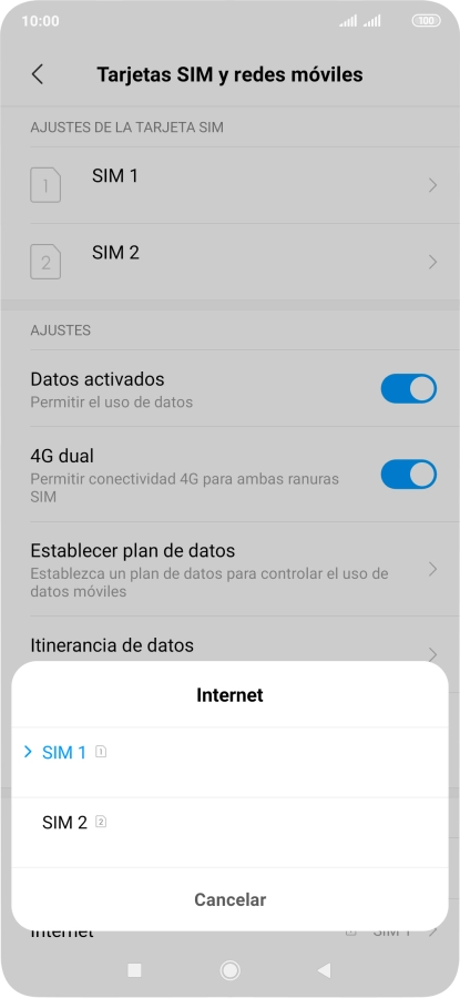 Pulsa la tarjeta SIM deseada. Pulsa la tarjeta SIM deseada.