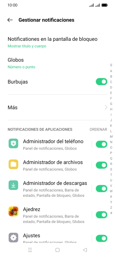 Pulsa el indicador junto a las apps deseadas para activar o desactivar la función. Pulsa el indicador junto a las apps deseadas para activar o desactivar la función.