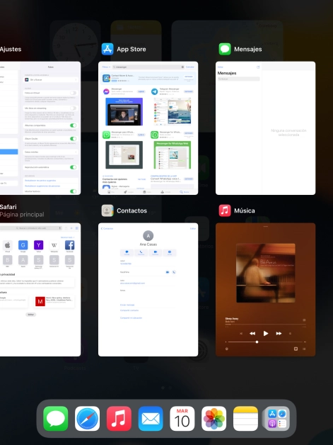 Arrastra hacia arriba la aplicación deseada para cerrarla. Arrastra hacia arriba la aplicación deseada para cerrarla.