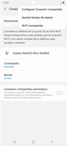 Pulsa Configurar Conexión compartida. Pulsa Configurar Conexión compartida.