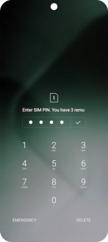 Si es necesario desbloquear la tarjeta SIM, introduce el código PIN y pulsa el icono de aceptar. Si es necesario desbloquear la tarjeta SIM, introduce el código PIN y pulsa el icono de aceptar.
