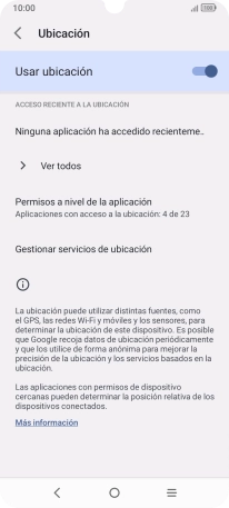 Pulsa Permisos a nivel de la aplicación. Pulsa Permisos a nivel de la aplicación.