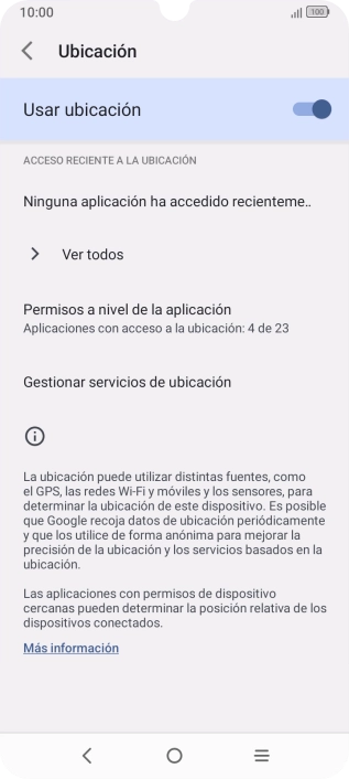 Pulsa Permisos a nivel de la aplicación. Pulsa Permisos a nivel de la aplicación.
