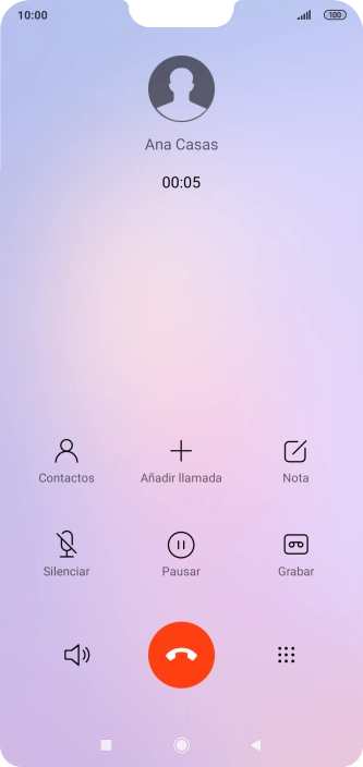 Pulsa el icono de finalizar llamada. Pulsa el icono de finalizar llamada.