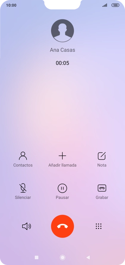 Pulsa el icono de finalizar llamada. Pulsa el icono de finalizar llamada.