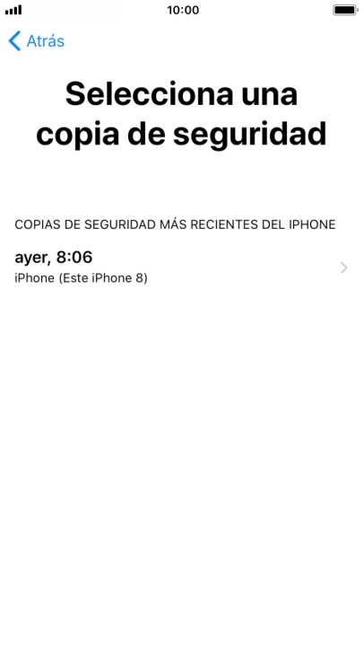 Pulsa la copia de seguridad deseada y espera mientras el teléfono restaura el contenido anterior de la copia de seguridad seleccionada. Sigue a continuación las indicaciones de la pantalla para configurar el teléfono y dejarlo listo para su utilización. Pulsa la copia de seguridad deseada y espera mientras el teléfono restaura el contenido anterior de la copia de seguridad seleccionada. Sigue a continuación las indicaciones de la pantalla para configurar el teléfono y dejarlo listo para su utilización.