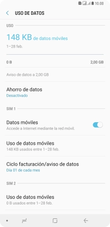 El consumo total de datos se visualiza ahora en la pantalla. El consumo total de datos se visualiza ahora en la pantalla.
