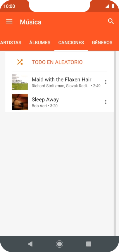 Pulsa el archivo de música deseado. Pulsa el archivo de música deseado.
