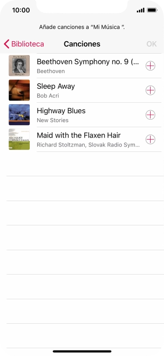Desplázate a la categoría deseada y pulsa el archivo de música deseado. Desplázate a la categoría deseada y pulsa el archivo de música deseado.