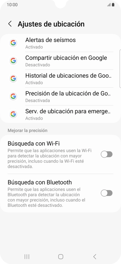Pulsa Precisión de la ubicación de Go... Pulsa Precisión de la ubicación de Go...