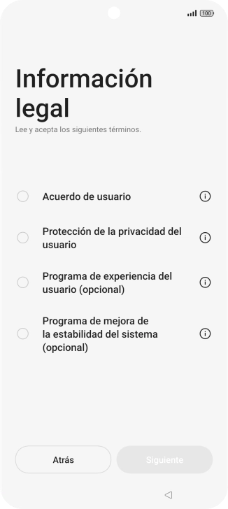 Pulsa en el campo junto a los ajustes deseados para seleccionarlos. Pulsa en el campo junto a los ajustes deseados para seleccionarlos.