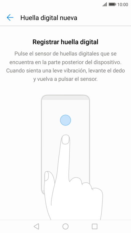 Sigue las indicaciones de la pantalla para crear una huella digital como código de seguridad. Sigue las indicaciones de la pantalla para crear una huella digital como código de seguridad.