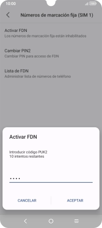 Introduce el código PIN2 y pulsa ACEPTAR. Introduce el código PIN2 y pulsa ACEPTAR.
