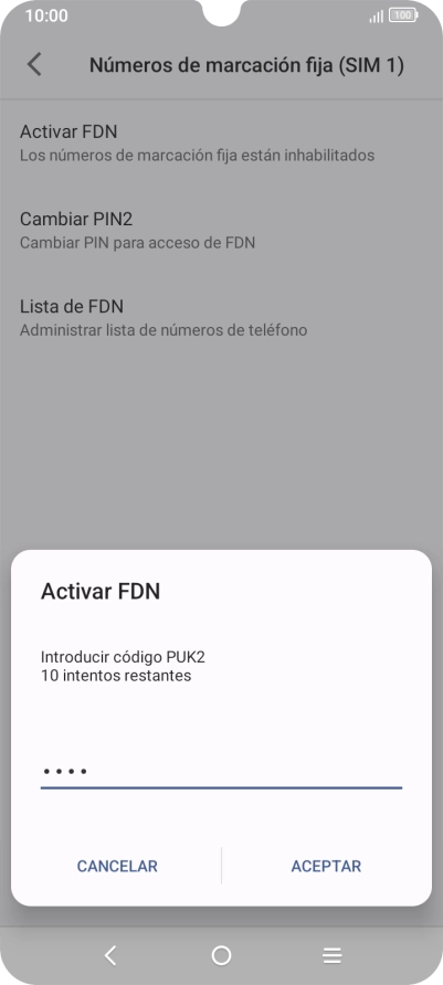 Introduce el código PIN2 y pulsa ACEPTAR. Introduce el código PIN2 y pulsa ACEPTAR.