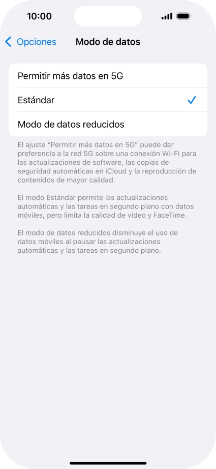Pulsa el ajuste deseado. Pulsa el ajuste deseado.