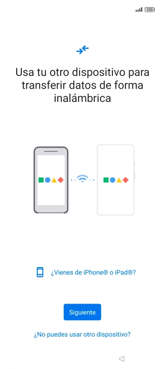 Sigue las indicaciones de la pantalla para transferir contenido desde otro teléfono. Sigue las indicaciones de la pantalla para transferir contenido desde otro teléfono.