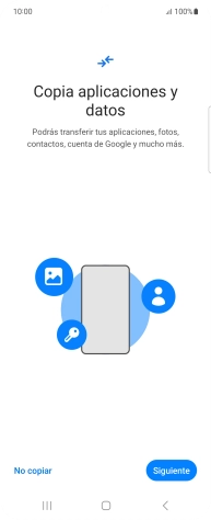 Puedes transferir el contenido de otro teléfono cuando activas tu teléfono por primera vez y cuando lo has restablecido. Cuando aparezca en la pantalla del teléfono esta imagen, ya está listo para la transmisión del contenido del otro teléfono. Puedes transferir el contenido de otro teléfono cuando activas tu teléfono por primera vez y cuando lo has restablecido. Cuando aparezca en la pantalla del teléfono esta imagen, ya está listo para la transmisión del contenido del otro teléfono.