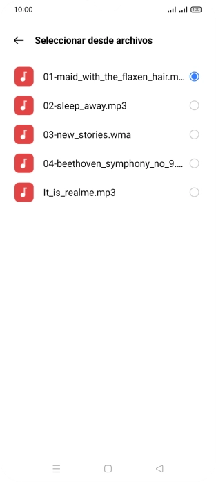 Al encontrar un timbre de llamada de tu gusto, pulsa la tecla de retroceso. Al encontrar un timbre de llamada de tu gusto, pulsa la tecla de retroceso.
