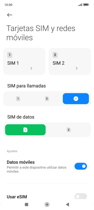 Pulsa el nombre de la otra tarjeta SIM. Pulsa el nombre de la otra tarjeta SIM.