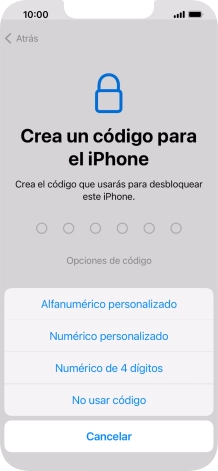 Sigue las indicaciones de la pantalla para activar el uso del código de seguridad o pulsa No usar código. Sigue las indicaciones de la pantalla para activar el uso del código de seguridad o pulsa No usar código.