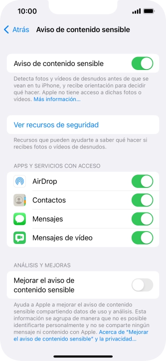 Pulsa el indicador junto a las aplicaciones deseadas para activar o desactivar la función. Pulsa el indicador junto a las aplicaciones deseadas para activar o desactivar la función.