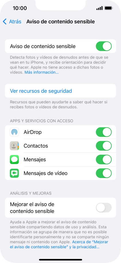 Pulsa el indicador junto a las aplicaciones deseadas para activar o desactivar la función. Pulsa el indicador junto a las aplicaciones deseadas para activar o desactivar la función.