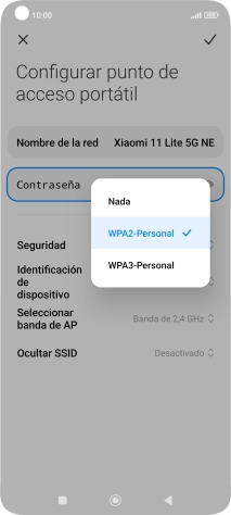 Pulsa WPA3-Personal para proteger la conexión wifi con una contraseña. Pulsa WPA3-Personal para proteger la conexión wifi con una contraseña.