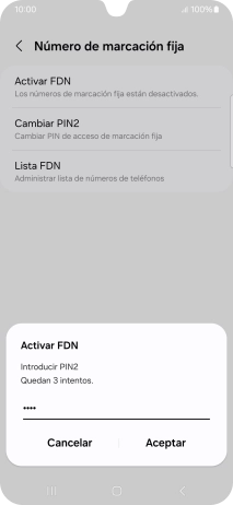 Introduce el código PIN2 y pulsa Aceptar. Introduce el código PIN2 y pulsa Aceptar.