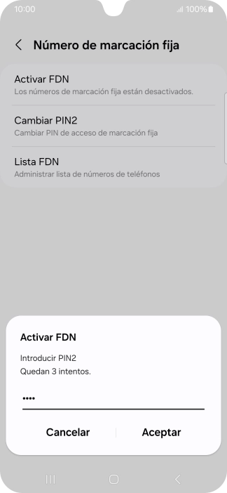 Introduce el código PIN2 y pulsa Aceptar. Introduce el código PIN2 y pulsa Aceptar.