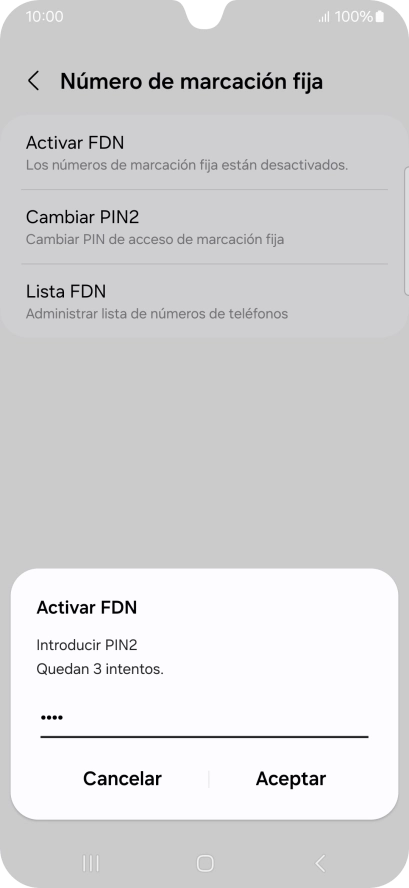 Introduce el código PIN2 y pulsa Aceptar. Introduce el código PIN2 y pulsa Aceptar.