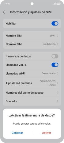 Si activas la función, pulsa Activar. Si activas la función, pulsa Activar.