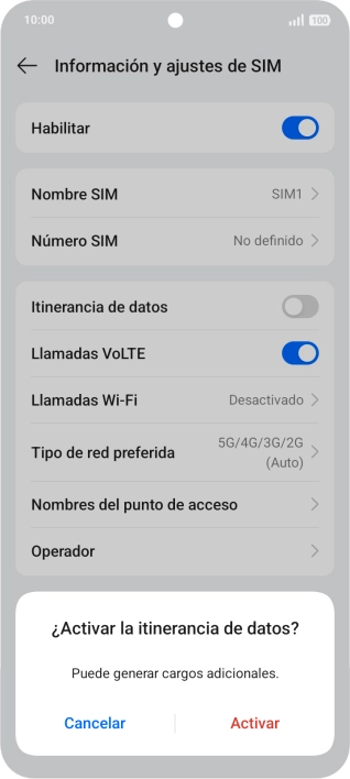 Si activas la función, pulsa Activar. Si activas la función, pulsa Activar.
