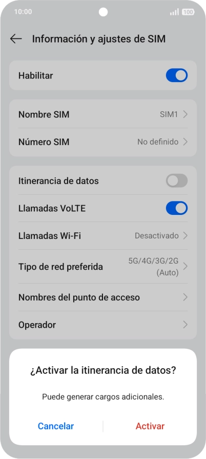 Si activas la función, pulsa Activar. Si activas la función, pulsa Activar.