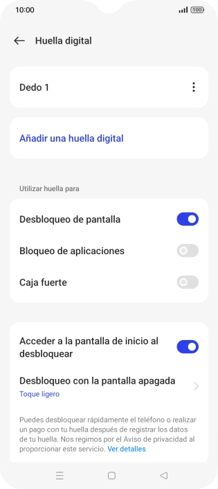 Pulsa el indicador junto a los ajustes deseados para activarlos o desactivarlos. Pulsa el indicador junto a los ajustes deseados para activarlos o desactivarlos.