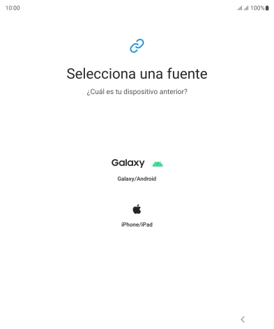 Pulsa el ajuste deseado y sigue las instrucciones de la pantalla para transferir el contenido del otro teléfono. Pulsa el ajuste deseado y sigue las instrucciones de la pantalla para transferir el contenido del otro teléfono.