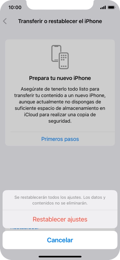 Pulsa Restablecer ajustes. Pulsa Restablecer ajustes.