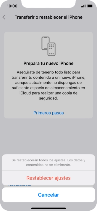 Pulsa Restablecer ajustes. Pulsa Restablecer ajustes.
