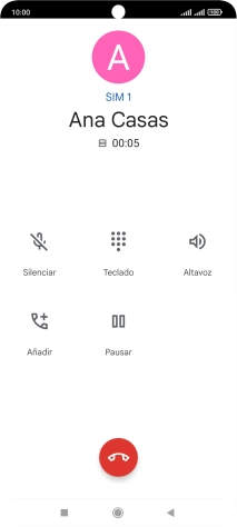 Pulsa el icono de finalizar llamada. Pulsa el icono de finalizar llamada.
