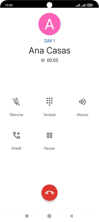 Pulsa el icono de finalizar llamada. Pulsa el icono de finalizar llamada.