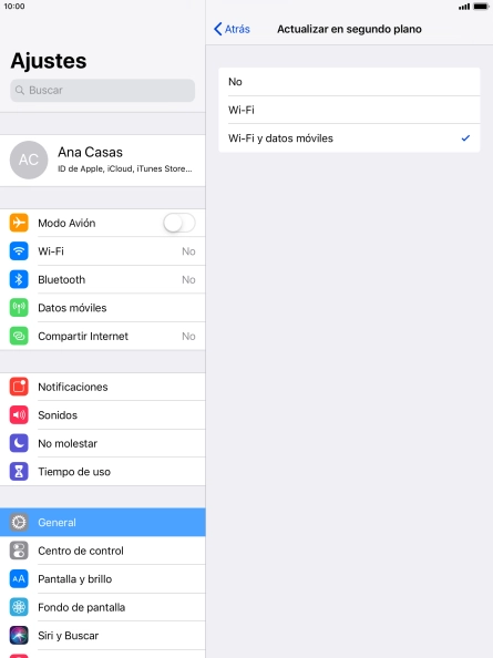 Para desactivar la actualización de apps en ejecución, pulsa No. Para desactivar la actualización de apps en ejecución, pulsa No.